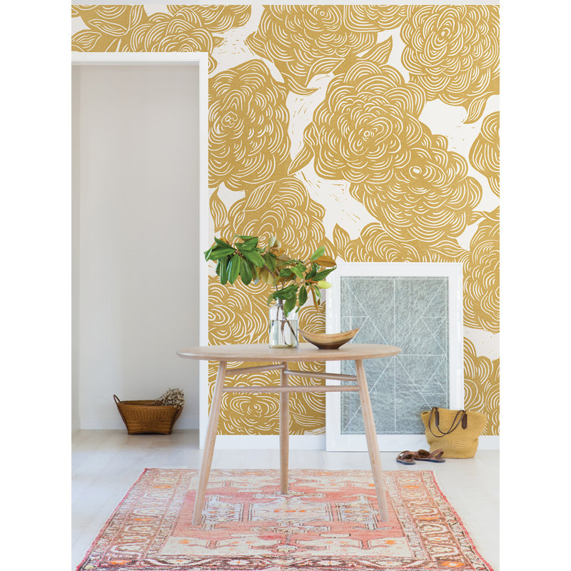 Roses Black Wall Mural, Yellow