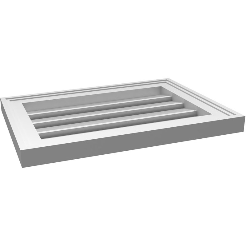 Rectangle Surface Mount Signature Urethane Functional Gable Vent, Primed Tan, 14" H x 20" W x 1.5" D