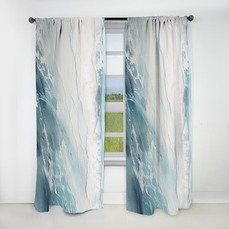 Soft Color Minimal Beach Wave I - Coastal Beach Blackout Coastal Curtain - 1 Panel, 52" W x 84" L