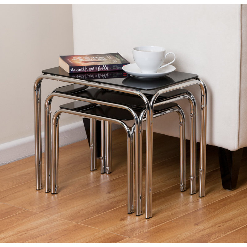 Irwin Glass Top Nesting Tables, Black