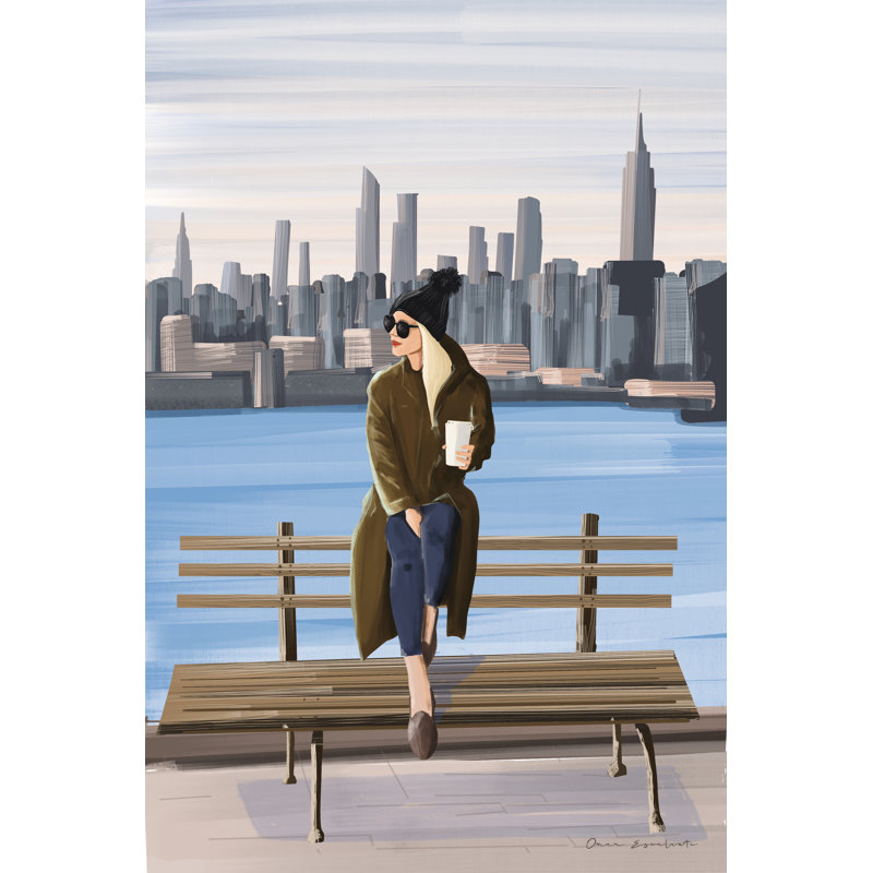 «Girl in New York» par Omar Escalante - reproduction, H 18 po x l 12 po, Papier avec cadre simple noir avec passe-partout