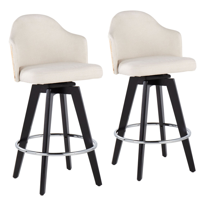 Arabelle Swivel Upholstered Counter Stool, Cream/Brown, Black/Gold, Counter Stool (26" Seat Height)
