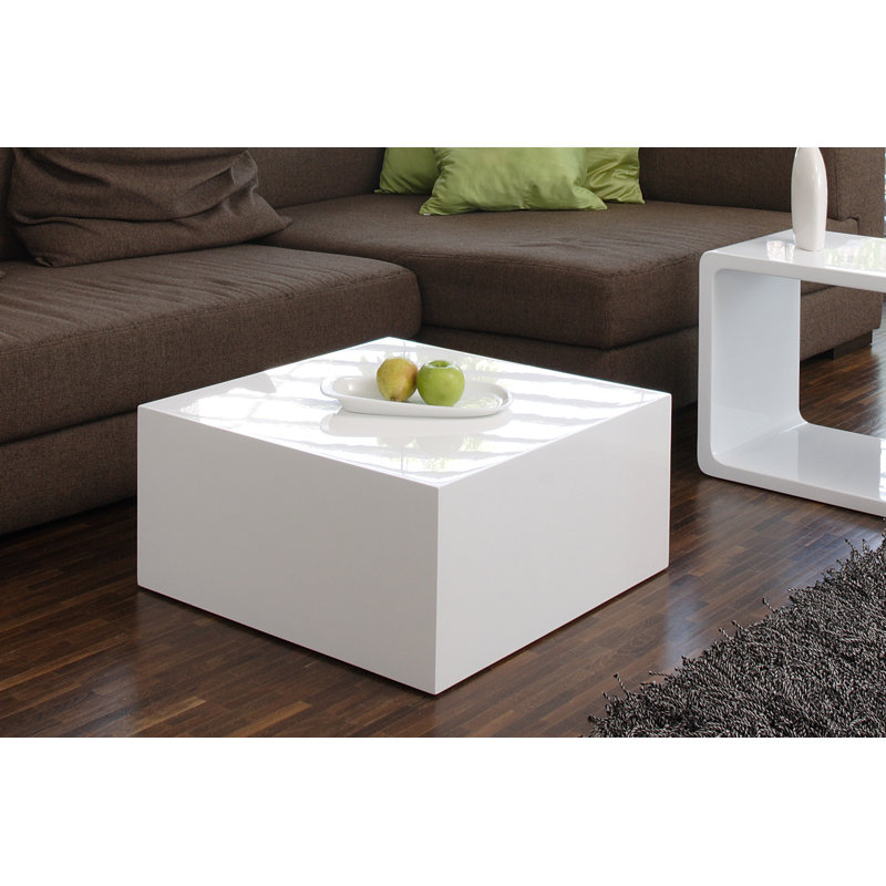 Aimi Block Coffee Table, H30 x L60 x W60cm, White