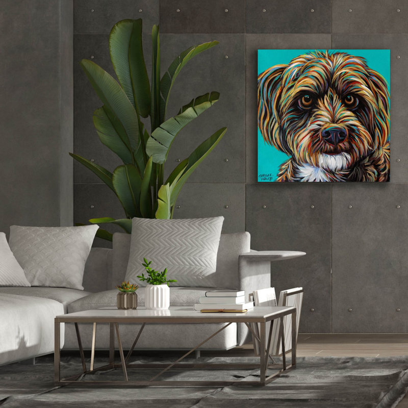 «Blue Doodle Brother 1» par Carolee Vitaletti, art mural sur toile, H 37 po x l 37 po x P 1,5 po