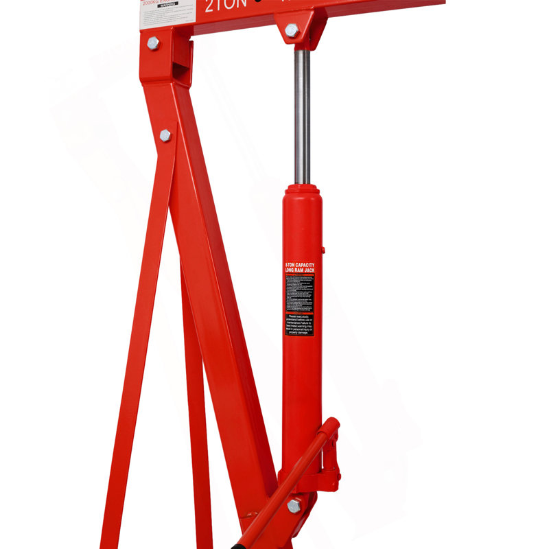 Grue de levage pliable pour moteur de 2 tonnes, grue pour atelier, grue en acier robuste avec 6 roulettes en fer (rouge)