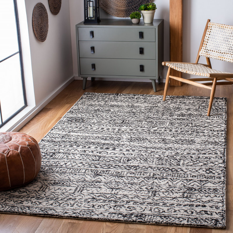 Brillion Hand Tufted Wool And Cotton Abstract Rug, Rectangle 9' x 12'