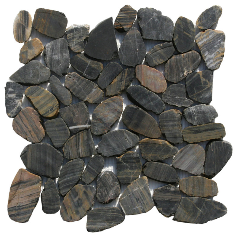 Carreau de mosaïque en pierre naturelle gris Tigris au fini aléatoire imperméable mat 12 po x 12 po