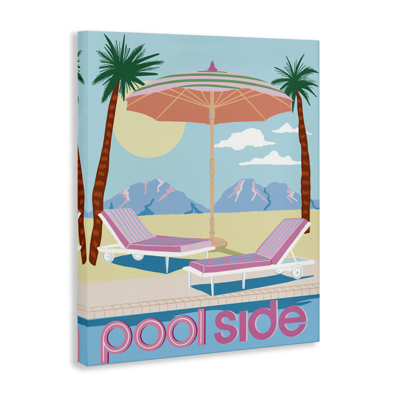 Art mural sur toile au bord de la piscine Preppy, H 30 po x l 24 po