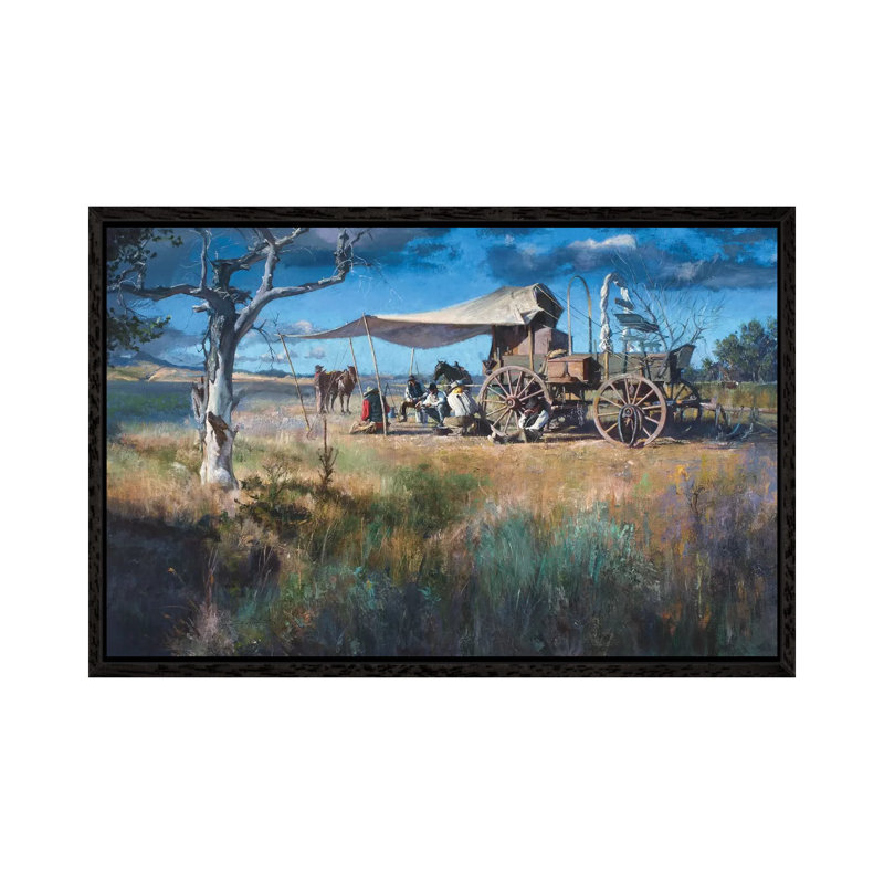 Chuck Wagon Commune by David Edward Kucera - Painting on Canvas, 66.04cm H x 101.6cm W x 3.81cm D, Black Framed