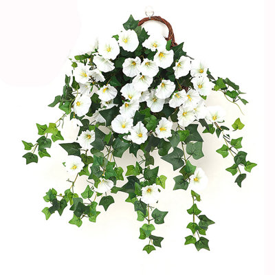 2 Pack Artificial Hanging Plants Outdoors, Hanging Flowers For Front Porch Patio Summer Decor(No Basket)