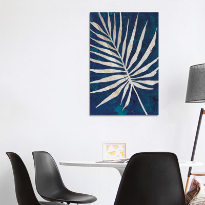 Palm Leaf Navy by Cindy Jacobs - Wrapped Canvas Painting