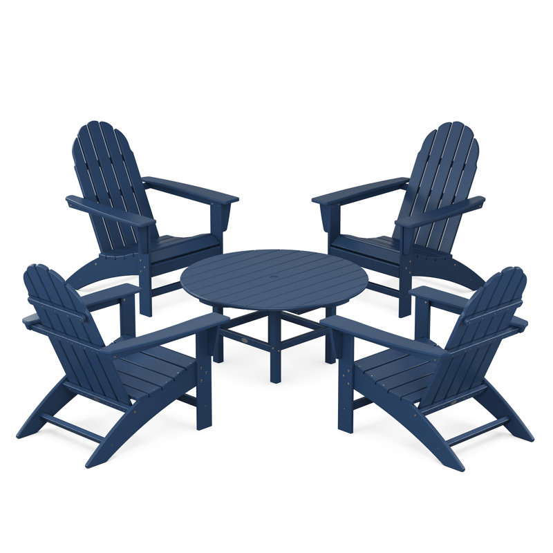 Ensemble de conversation de chaise Adirondack 5 pièces POLYWOOD Vineyard, Marine