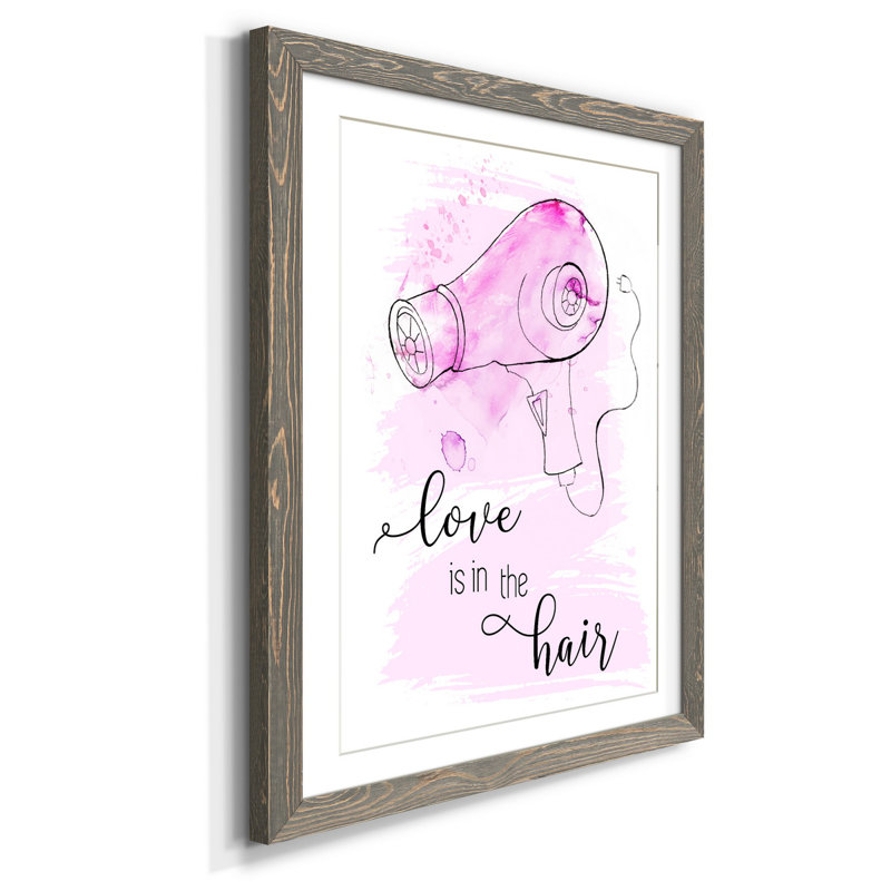 «Love Is in the Hair», reproduction d'art textuel sur papier encadré, H 44 po x l 31 po x P 1 po, Gris