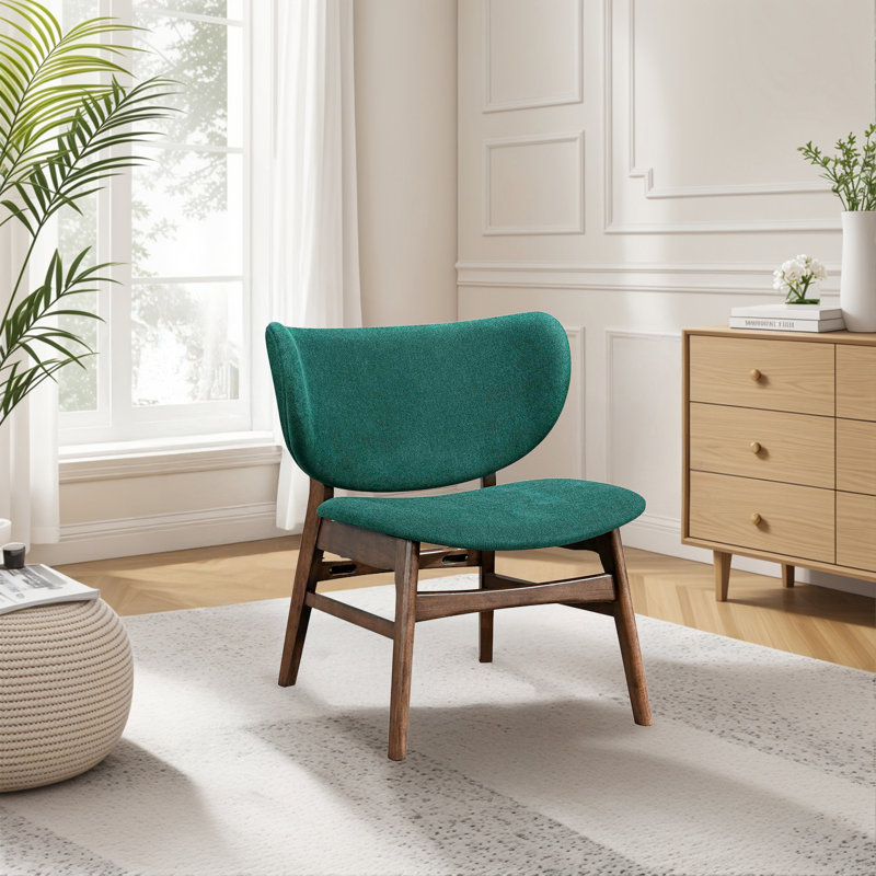Chaise d'appoint rembourrée en bois Lorrisa, Polyester vert