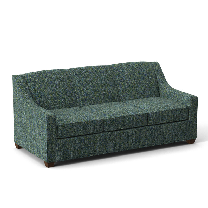 Phillips Square Arm Sofa with Reversible Cushions, Connelly Peacock, 34.5" H x 76" W x 36" D, Montana Walnut