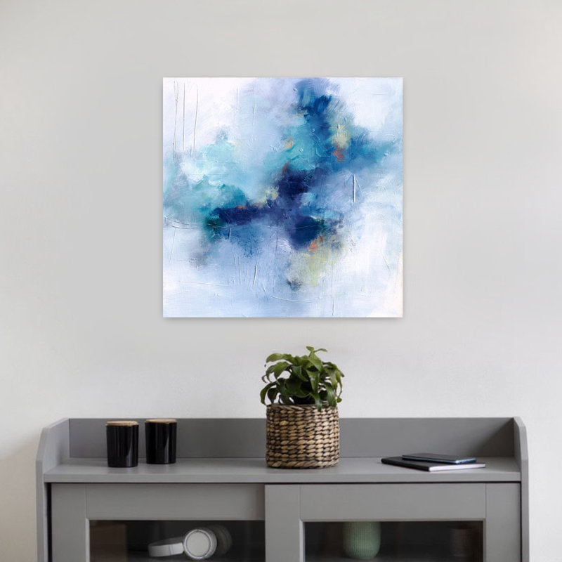 «Blue Fusion 3», art contemporain abstrait, H 18 po x l 18 po