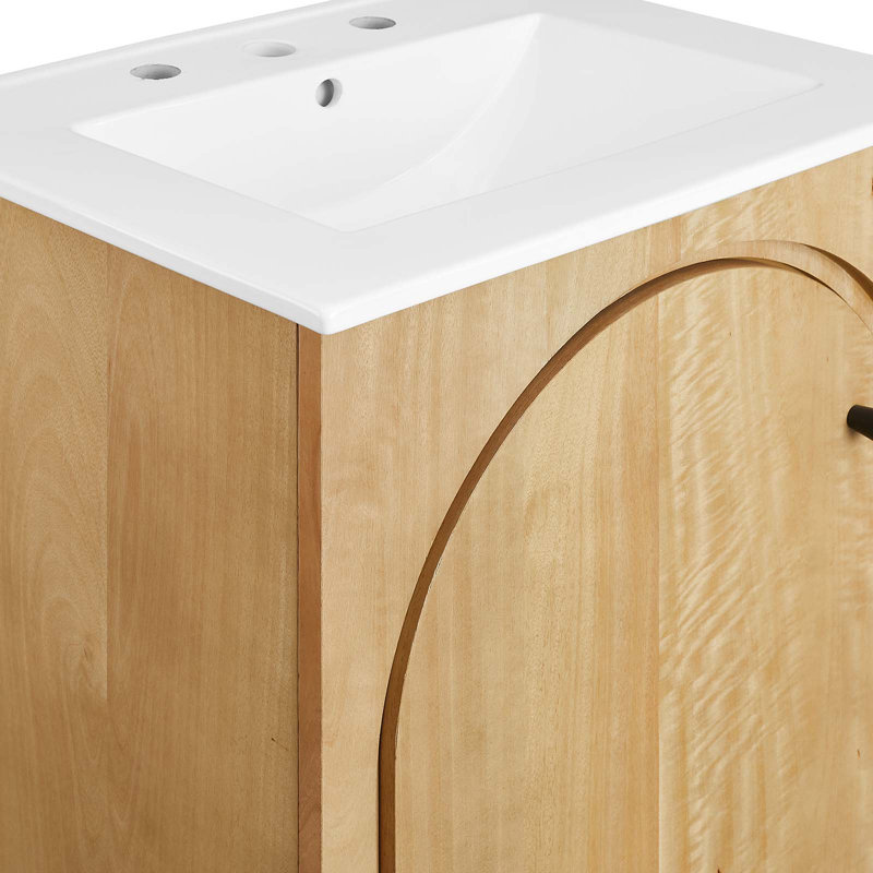 Appia 24" Oak Freestanding Bathroom Vanity with White Ceramic Top