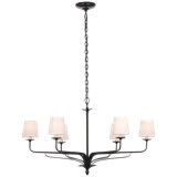 Amalfi 41" Chandelier in Waxed Black with Linen Shades
