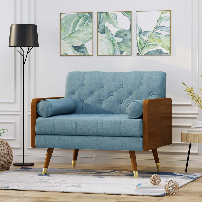 Fauteuil club, design moderne Mid-Century, Bleu
