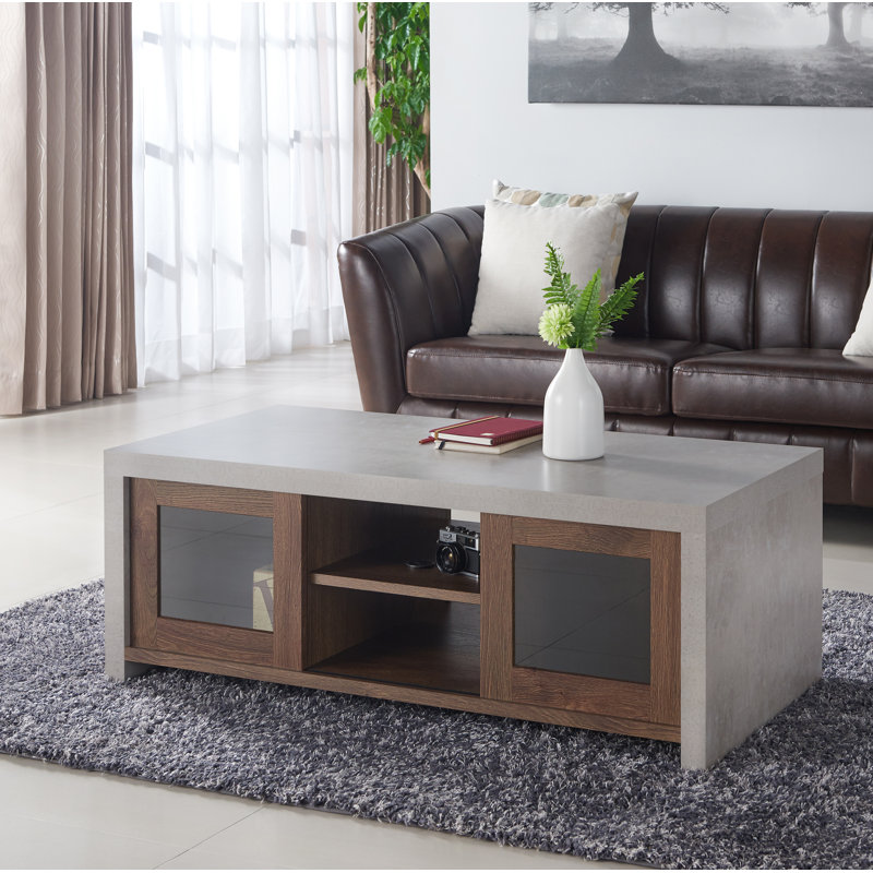 Table basse traîneau avec rangement, Marron