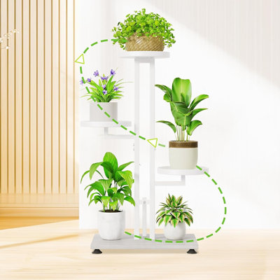 4 Tier Indoor - Outdoor Plant Stand, Tiered Corner Design, Metal Flower Rack