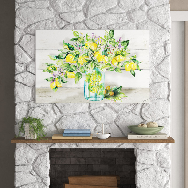 Lemons in Mason Jar Landscape 1 Piece Wrapped Canvas Painting, 101.6 cm H x 66.04 cm W x 1.91 cm D