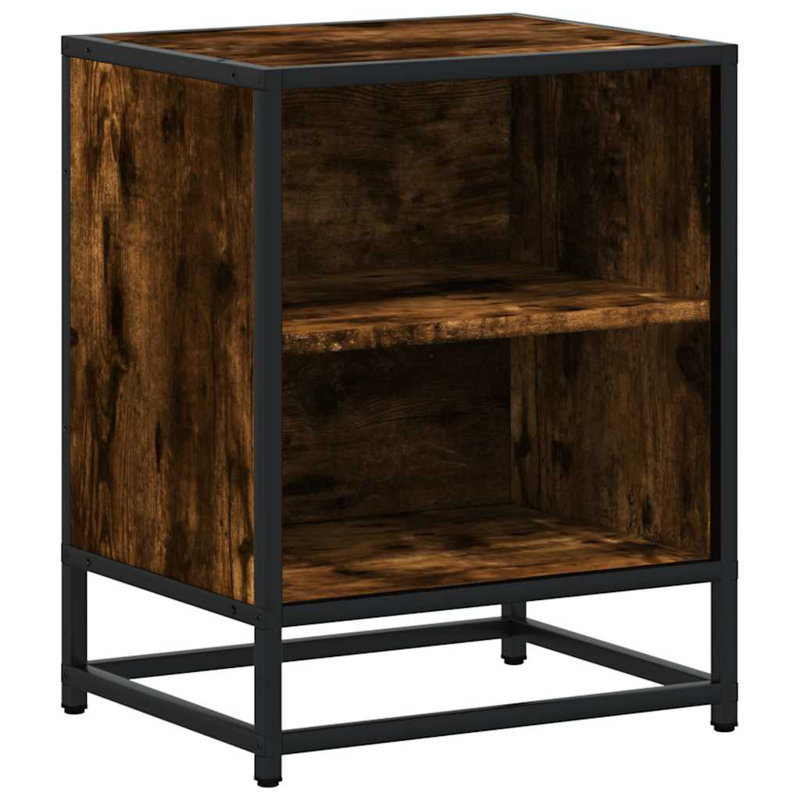 40cm W Metal Bedside Table, Smoked Oak, 2