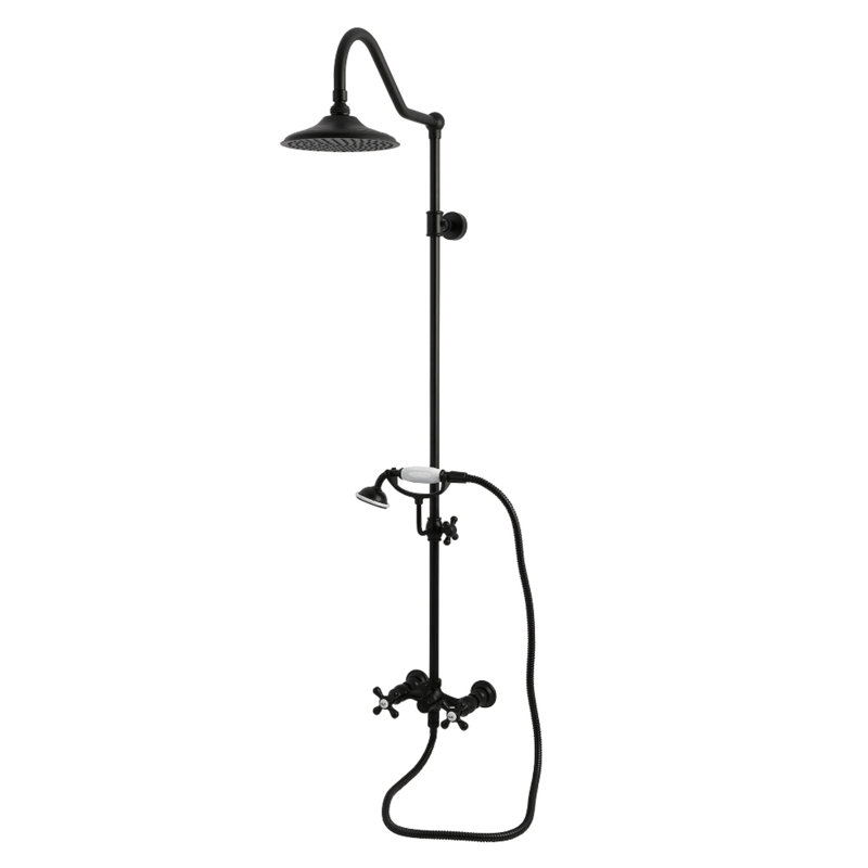 Kingston Brass Kingston Wall Mount Rain Drop Shower System with Hand Shower, Polished Nickel