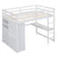 Lit mezzanine en bois avec garde-robe intégré, bureau, tablettes de rangement et tiroirs-756882722