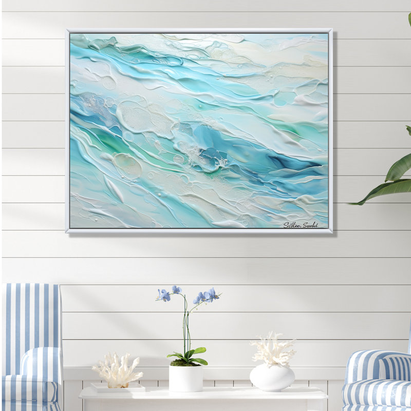 «Ocean Charm», art mural océanique, H 30 po x l 40 po x P 1,5 po, Cadre flottant blanc