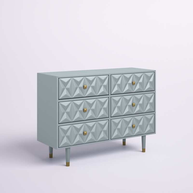 Commode double 6 tiroirs Bethli, gris