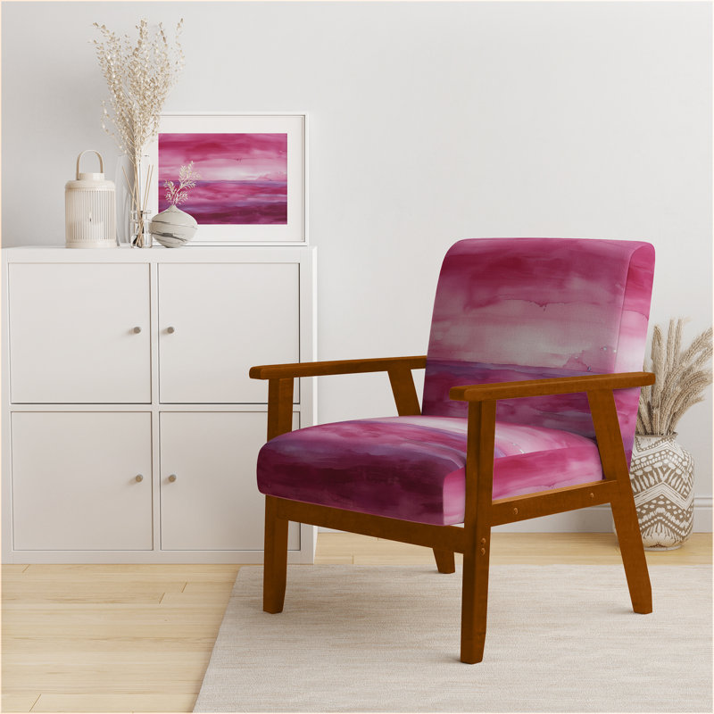 Out To Sea - Fauteuil rembourré d'appoint nautique et de plage, Orange / velours brun, Accoudoirs carrés bruns
