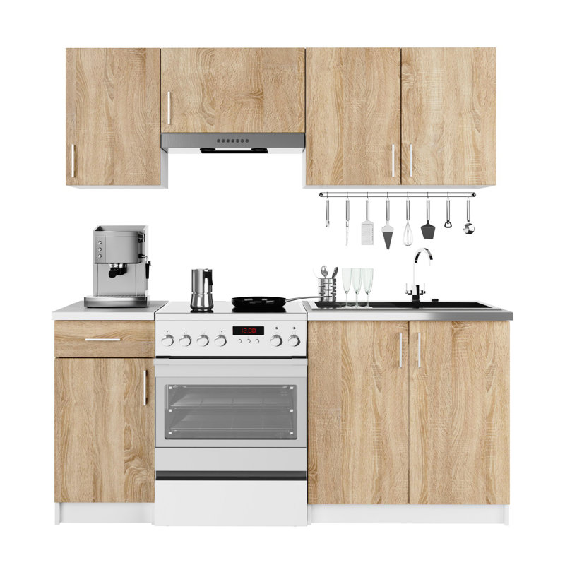 Lima kitchen wall cabinet in white and sonoma oak, 72cm H x 30cm W x 30.5cm D