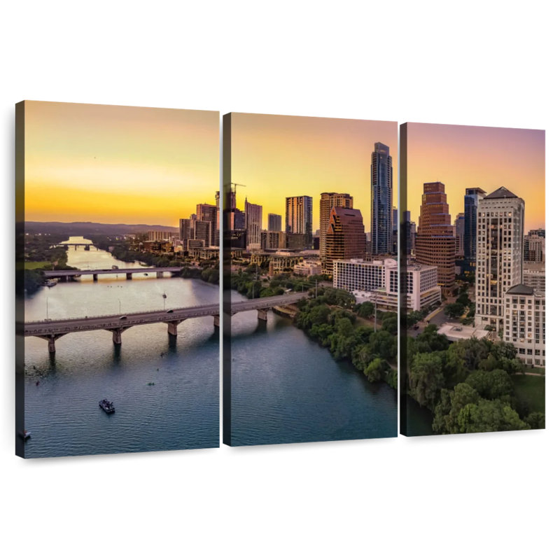 Skyline de Sirci Austin au crépuscule, H 20 po x l 33 po