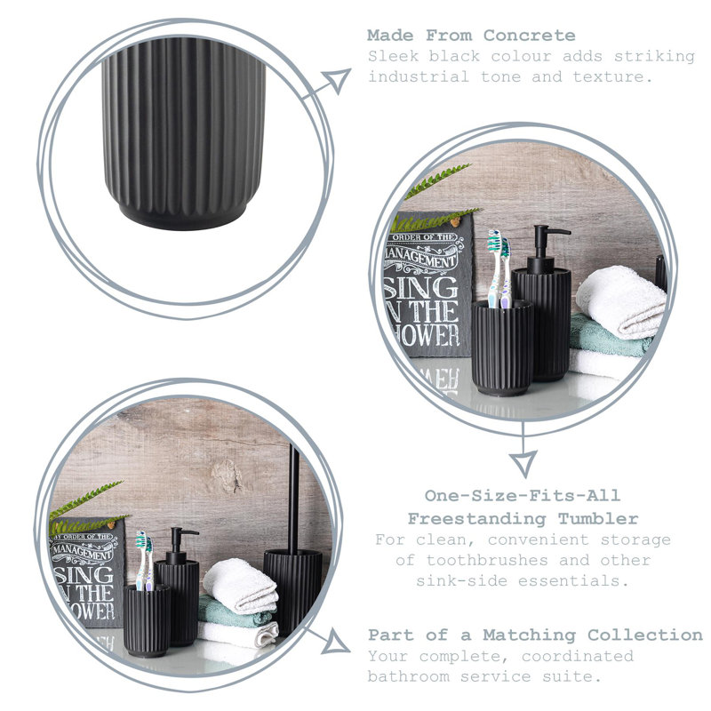 Harbour Housewares - Concrete Toothbrush Holder, Black