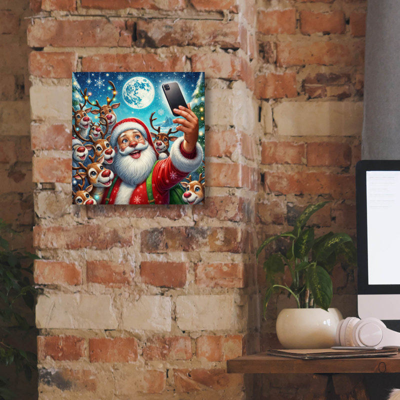 «Santa Selfie» par Rey Klimt, art mural, H 12 po x l 12 po