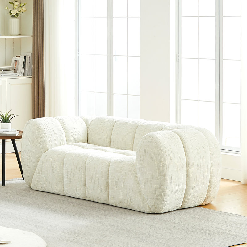 Canapé chenille en mousse pure, canapé nuage matelassé moderne, canapé chenille en mousse pure à assise profonde, Beige