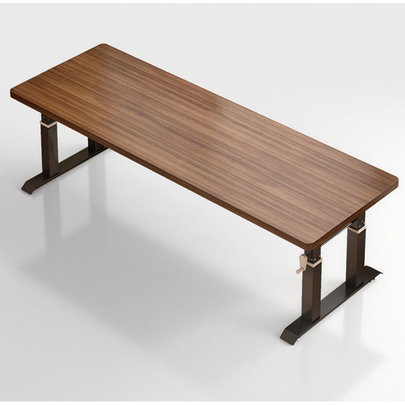 Rectangular Hand-Cranked Adjustable Solid Wood Standing Desk, 28.3" H x 63" W x 27.6" D