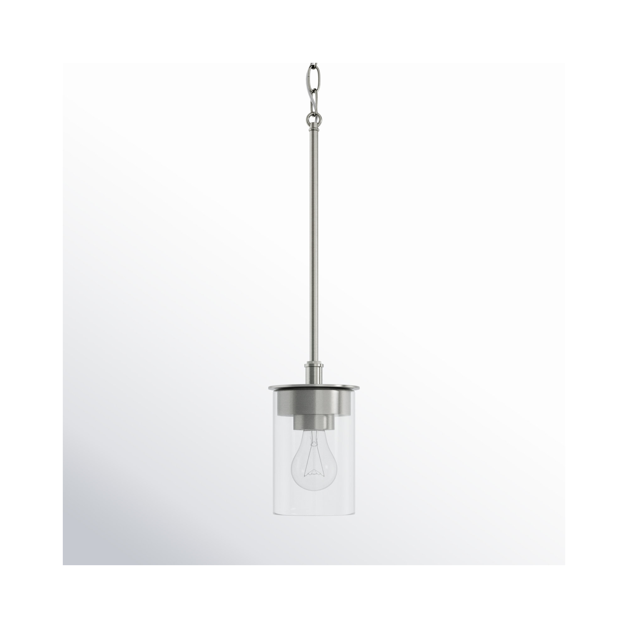 Single Light Glass Dimmable Pendant, Brushed Nickel