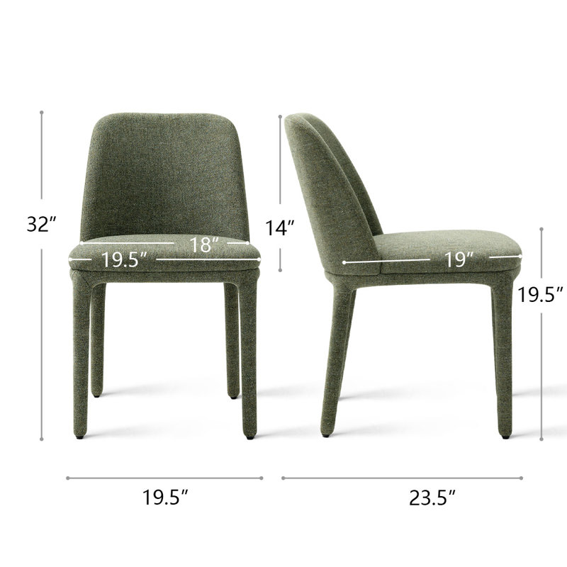 19.5" Seat Height Upholstered Fabric Dining Chair, Green