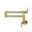 Commercial Wall Mount Pot Filler Kitchen Faucet, Folding Stretchable Double Joint Swing Arm With Dual Handles, Brushed Gold-123266427