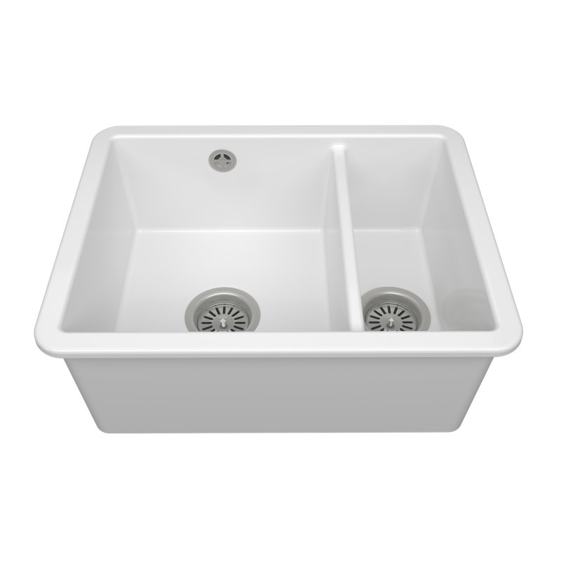 Terralife 430mm W Double Bowl Ceramic Kitchen Sink