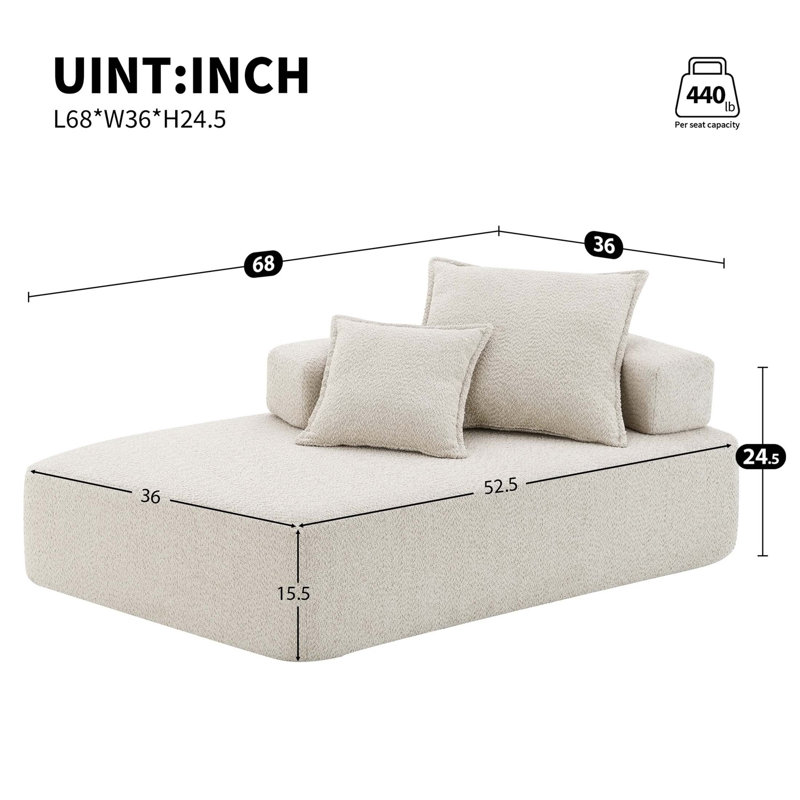 Special-shaped Frame for Oversized U Shaped Sectional Sofa, Convertible Sleeper, Beige