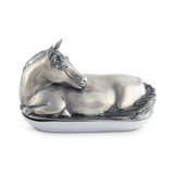 Equestrian Pewter Butter Dish