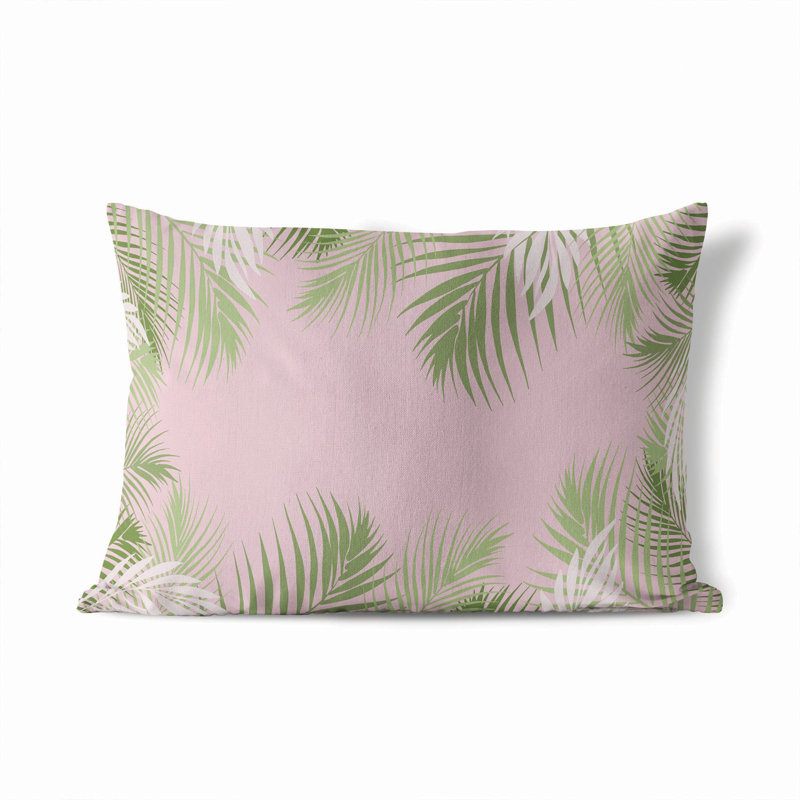 Coussin lombaire d'extérieur Waving Palm Coastal, Rose