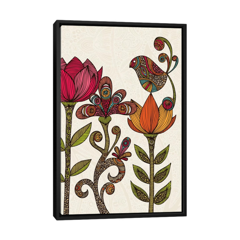 Dans le jardin, impression sur toile tendue, H 48 po x l 32 po x P 1,5 po, Toile avec cadre noir