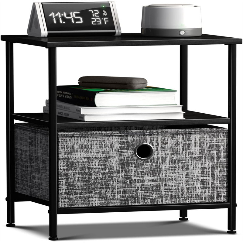 Table de bout avec rangement Jakaiden, Gris / noir