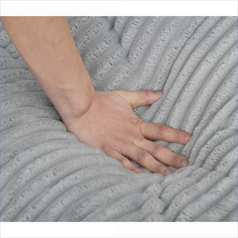 Méridienne surdimensionnée en velours côtelé gris de FlowLuxe, canapé-lit réglable à assise profonde pour les espaces de vie modernes