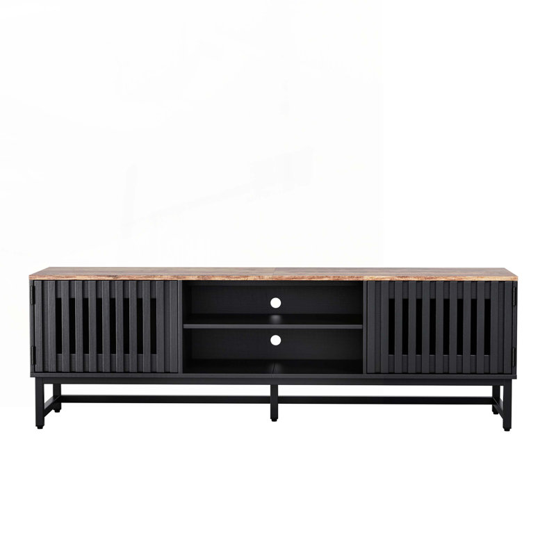 Wood Console Table with 3 Shelves,Metal Leg