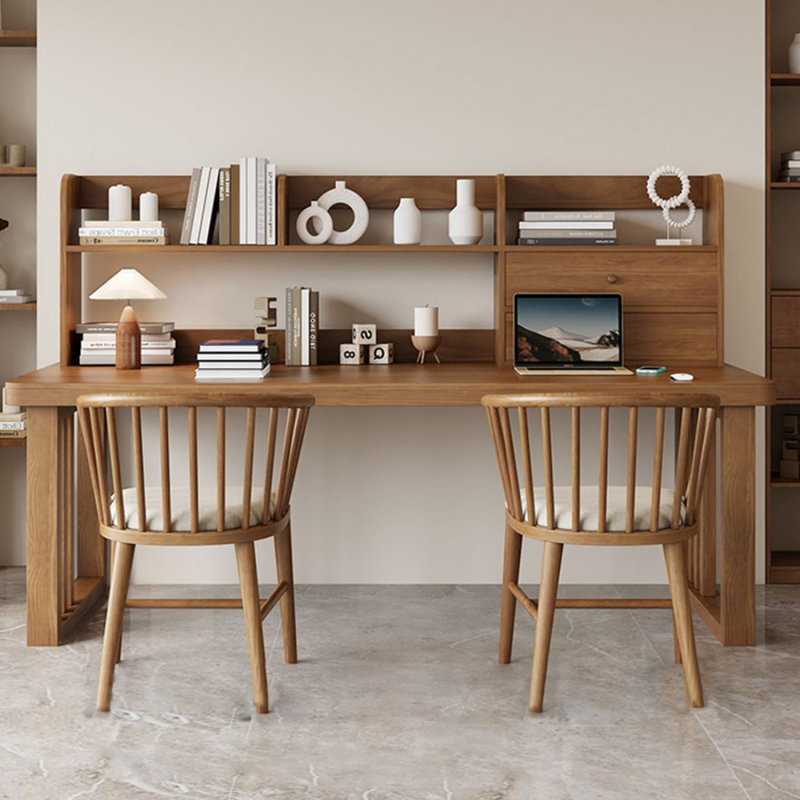 Bureau de direction rectangulaire en bois massif avec tiroirs Walnut, H 53,15 po x l 86,61 po x P 23,62 po
